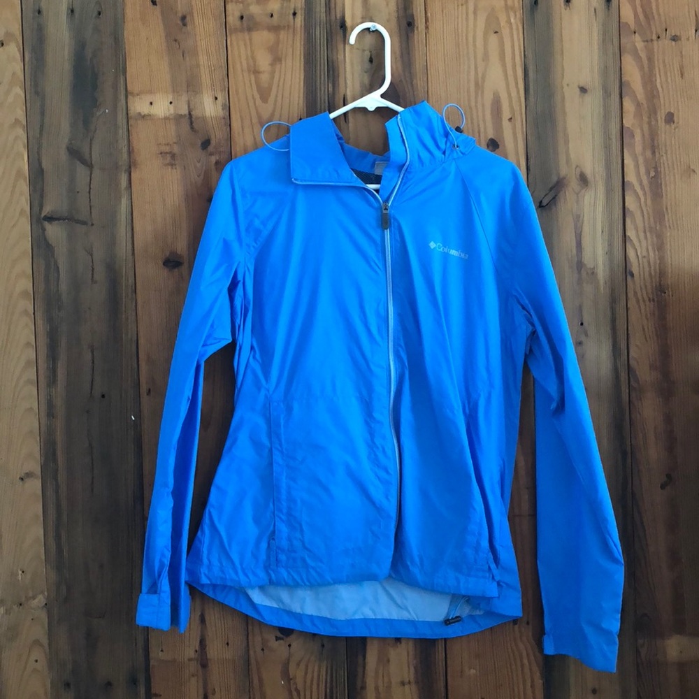 Blue Columbia rain jacket